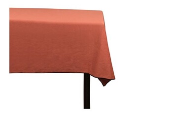 nappe de table vente-unique.com nappe en coton et lin à bordure noire - 170 x 250 cm - terracotta - borina