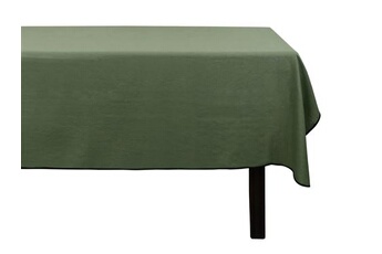 nappe de table vente-unique.com nappe en coton et lin à bordure noire - 170 x 250 cm - kaki - borina