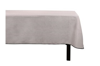 nappe de table vente-unique.com nappe en coton et lin à bordure noire - 170 x 250 cm - taupe - borina