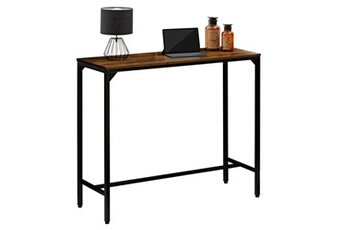 table haute idimex table haute de bar braga en métal avec plateau en fibres de bois couleur brun rustique