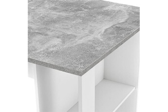 table haute premium xl table de bar design avec surfaces de rangement table bistrot avec 3 etagères panneaux de particules 120 x 60 x 106 cm blanc effet béton [en.casa]