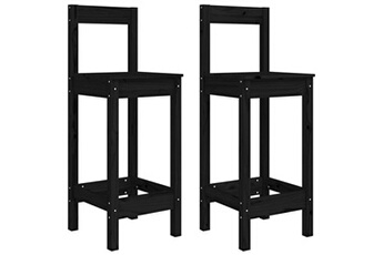 chaise vidaxl chaises de bar lot de 2 noir 40x41,5x112 cm bois de pin solide