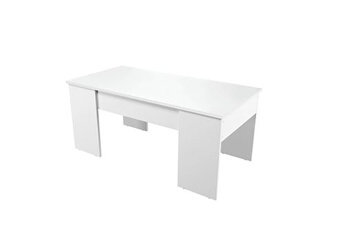 table basse loungitude table basse gotham avec plateau relevable et rangement - blanc