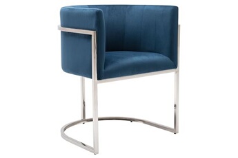 chaise pascal morabito chaise avec accoudoirs - velours et acier inoxydable - bleu et chromé - peria de