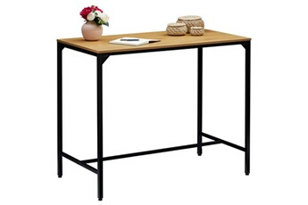 table haute idimex table haute de bar lamego en métal avec plateau en fibres de bois, couleur chêne sauvage