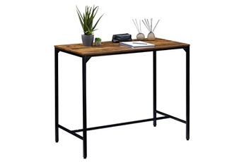 table haute idimex table haute de bar lamego en métal avec plateau en fibres de bois, couleur brun rustique