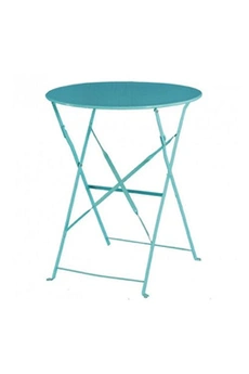 table de jardin bolero table de terrasse bleu turquoise en acier ronde 600 mm