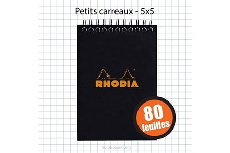 Cahier petit format GENERIQUE Bloc Rhodia N°16SP A6 Q5 Noir 80
