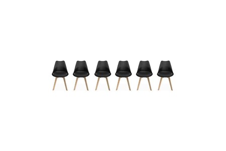 Chaise Sweeek Lot de 6 chaises scandinaves pieds bois de hêtre chaises 1 place noirs