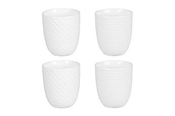 tasse et mugs table passion coffret de 4 gobelets à thé snow white 20 cl - - blanc - porcelaine