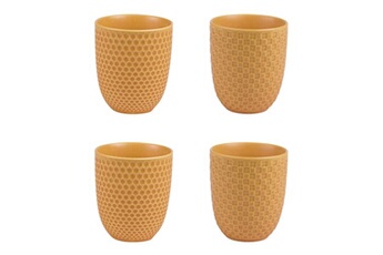 tasse et mugs table passion coffret de 4 gobelets à thé 20 cl snow safran - - jaune - porcelaine