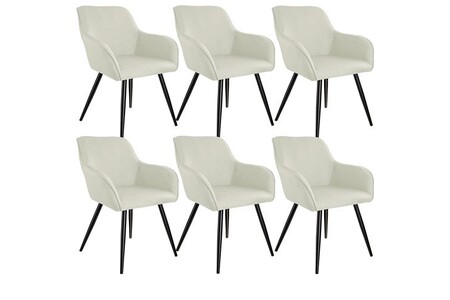 Ensemble table et chaises Tectake 6 Chaises Marilyn aspect lin noir - crème/noir