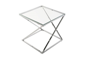 table d'appoint versa table d'appoint trento, 51 x 51 x 51 cm, verre et métal, argenté