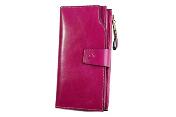 porte-monnaie generique icb portefeuille femme wax en cuir véritable - violet