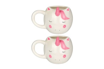 tasse et mugs the home deco factory - mug licorne avec corne 40 cl (lot de 2)