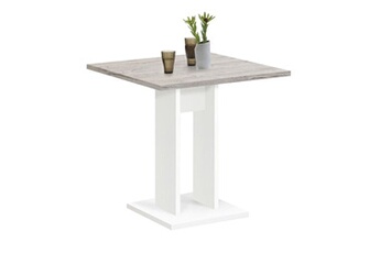 table à manger maison et styles table bistrot carrée 70x77,5 cm blanche et chêne grisé