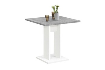 table à manger maison et styles table bistrot carrée 70x77,5 cm blanche et gris béton