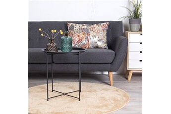 table d'appoint maison et styles table basse ronde 46,8 x 50,5 cm en acier noir