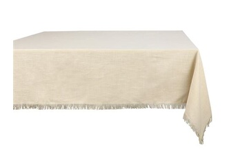 nappe de table vente-unique.com nappe à franges en coton - 140 x 240 cm - beige - pola