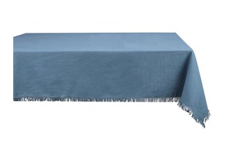 nappe de table vente-unique.com nappe à franges en coton - 140 x 240 cm - bleu marine - pola