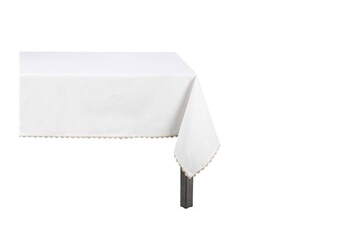 nappe de table vente-unique.com nappe en coton à bordure beige - 140 x 240 cm - blanc - loania