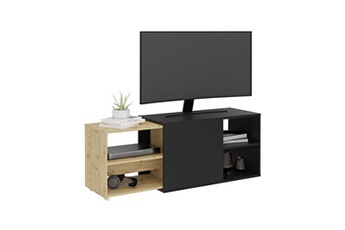 meubles tv maison et styles meuble tv modulable 133,5x39,9x49,2 cm noir et naturel
