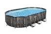 Bestway Kit piscine tubulaire ovale Power Steel décor bois 6,10 x 3,66 x 1,22 m + 6 cartouches de filtration + Pompe à chaleur photo 2