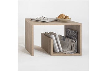 table basse maison et styles bout de canapé avec range revues 59x36x38 cm chêne grisé