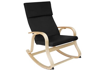 rocking chair tectake fauteuil à bascule roca - noir