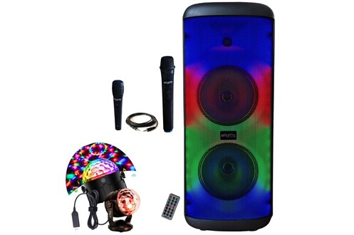 Enceinte sans fil Mooving Light & Sound Pack Karaoké - Enceinte  Bluetooth Portable sur batterie Mooving ELECTRO-SOUND600 - 2 Micros - Jeu  Lumière Disco - Fête Soirée Enfant Boum