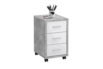 boite de rangement maison et styles caisson 3 tiroirs sur roulettes gris béton et blanc