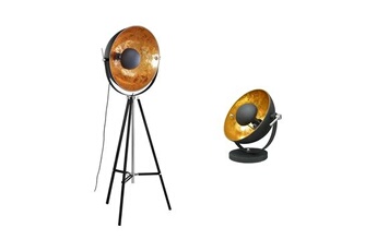 lampadaire vente-unique.com ensemble collection movie : lampe à poser + lampadaire noir intérieur doré