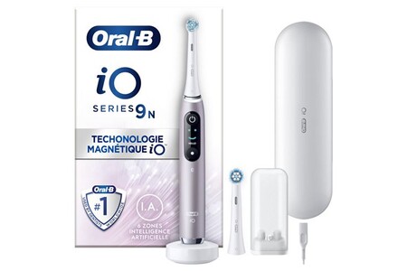Brosse à dents électrique Oral B Oral-b io 9 - avec etui de voyage et porte brossette - rose quartz - brosse à dents électrique 