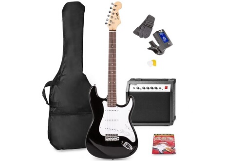 Guitare électrique Tronios MAX Pack guitare électrique GigKit avec  amplificateur 40 Watts - Noir, livré avec de nombreux accessoires