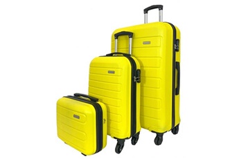 set de 2 valises david jones lot 2 valises cabine et soute et vanity rigides abs jaune