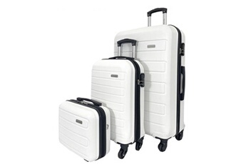 set de 2 valises david jones lot 2 valises cabine et soute et vanity rigides abs blanc