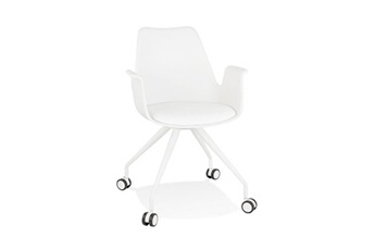 fauteuil de bureau maison et styles chaise de bureau à roulettes 60x60x89 cm en tissu blanc