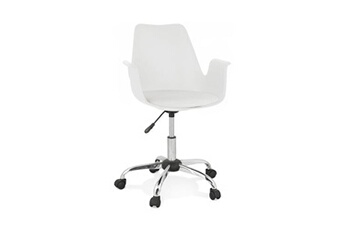 fauteuil de bureau maison et styles chaise de bureau à roulettes 58x58x82 cm en pu blanc