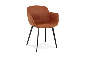 fauteuil de salon maison et styles chaise repas 59x54x80 cm en tissu marron - guido