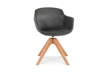 fauteuil de salon maison et styles chaise rotative 59x54x80 cm en velours gris et bois - guido