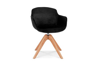 fauteuil de salon maison et styles chaise rotative 59x54x80 cm en velours noir et bois - guido