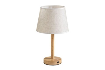 lampe à poser sklum lampe de table sans fil en bois fernati naturel 37 cm