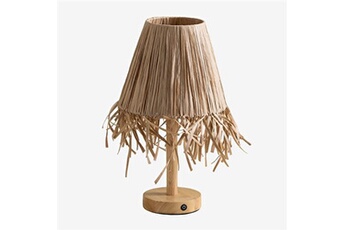 lampe à poser sklum lampe de table sans fil en bois de nozaine naturel 38,5 cm