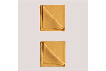 serviette de table sklum set de 2 serviettes coton elixe moutarde 47 cm