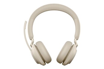 Ecouteurs Jabra Evolve2 65 MS Stereo - Micro-casque - sur-oreille - Bluetooth - sans fil - USB-C - isolation acoustique - beige - Certifié pour Microsoft Teams