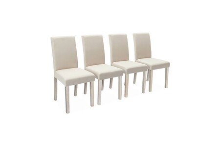 Chaise Sweeek Lot de 4 chaises - Rita - chaises en tissu pieds en bois cérusé écru