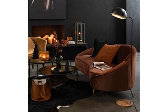 lampadaire maison et styles lampadaire 26x26x130 cm en métal noir et bois naturel