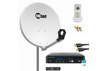 Accessoire TV vidéo HDSAT pack parabole satellite acier 60cm lnb single récepteur fransat câble hdmi