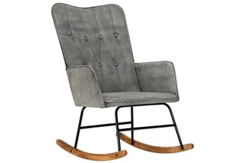 fauteuil de relaxation vidaxl chaise à bascule gris vintage toile