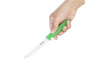 couteau materiel ch pro couteau à tomates denté professionnel vert 100 mm hygiplas